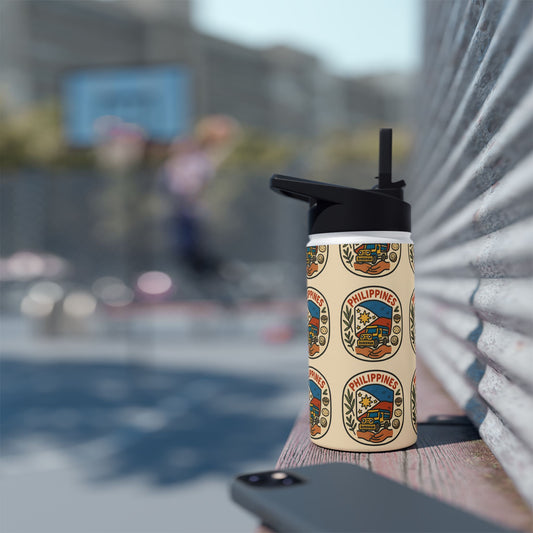 Philippines-themed Stainless Steel Water Bottle, Eco-Friendly Travel Mug, Outdoor Sports Hydration, Gift for Travelers, Summer Adventure